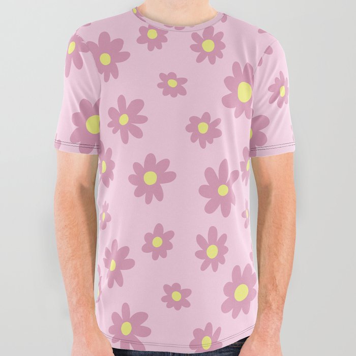 Forget Me Not Flower Pattern (pink) All Over Graphic Tee