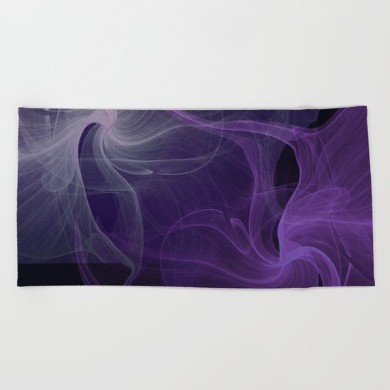 Fractal Abstract Dark Purple Beach Towel