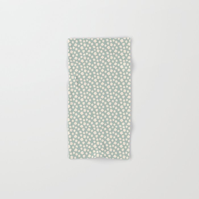 small silhouette flowers cream on aqua  Hand & Bath Towel