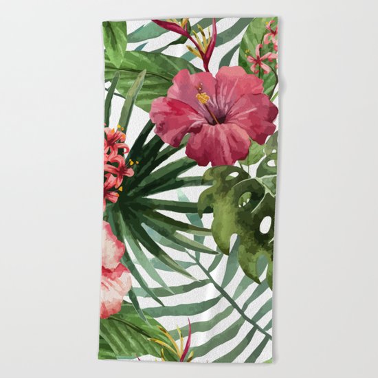 Tropical Floral Pattern 02 Beach Towel