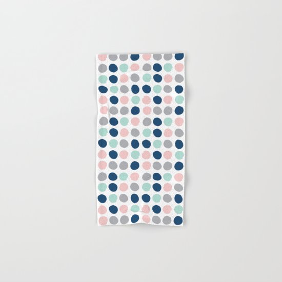 Zanthe - abstract trendy dots polka dots painted dot pattern blue pink pastel pantone color of the Hand & Bath Towel