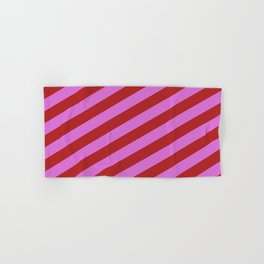 [ Thumbnail: Orchid & Red Colored Pattern of Stripes Hand & Bath Towel ]