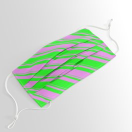 [ Thumbnail: Violet and Lime Colored Stripes Pattern Face Mask ]