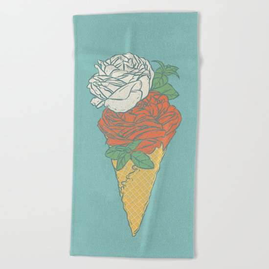 Rose ice cream Beach Towel