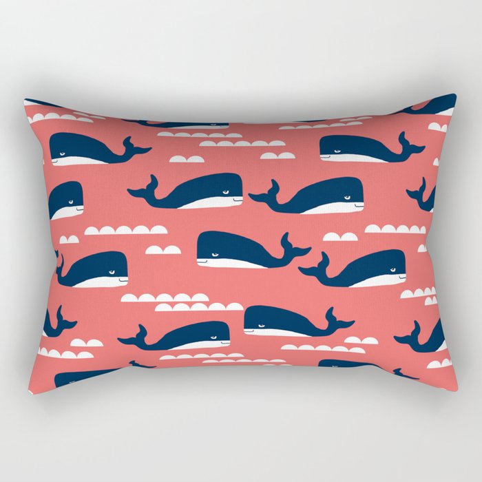 Nautical whales cute simple minimal basic ocean pattern nursery gender nuetral Rectangular Pillow