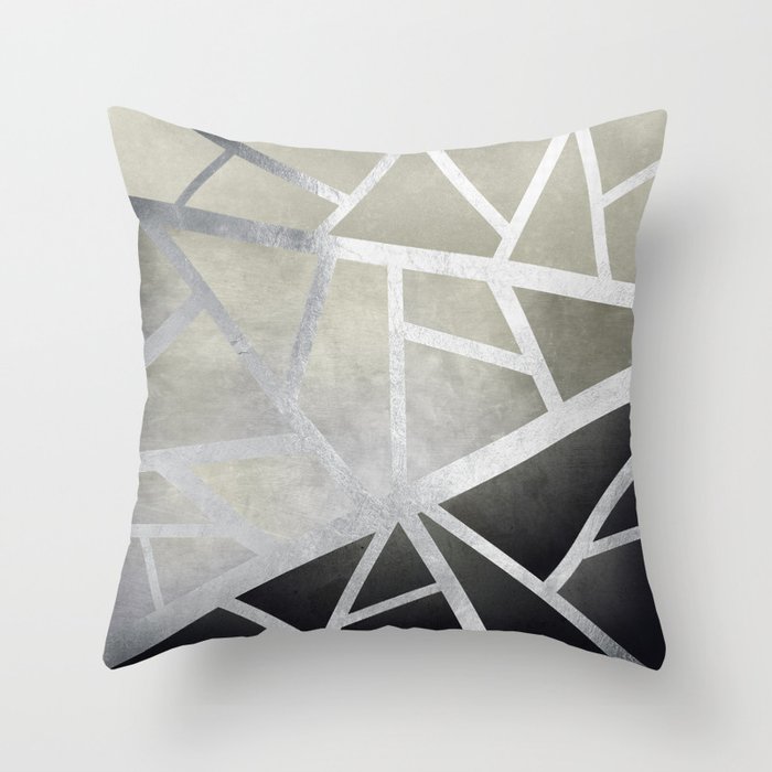 Textured Metal Geometric Gradient With Silver Throw Pillow
