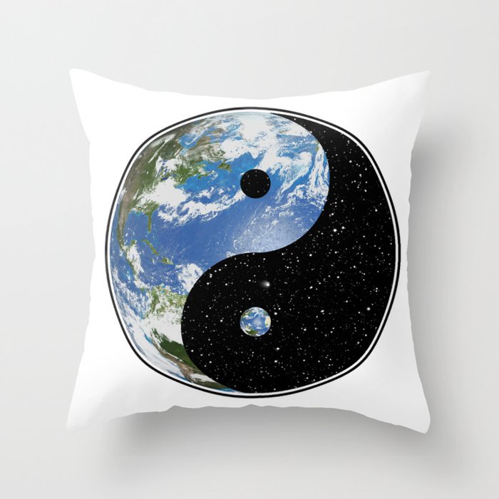 Earth / Space Yin Yang Throw Pillow