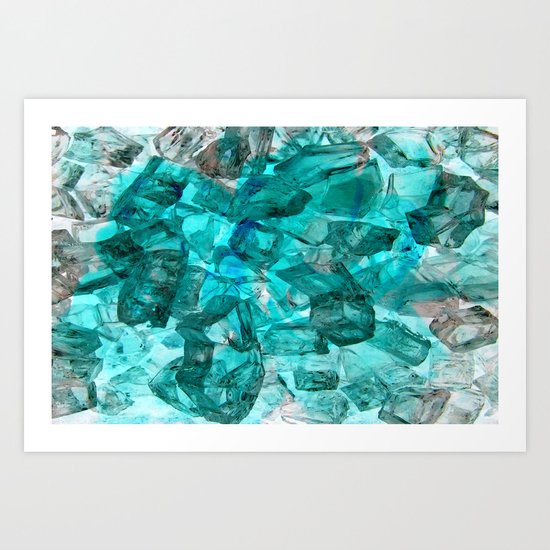 Turquoise Glass Chrystal Abstract Art Print