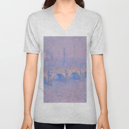 Claude Monet Waterloo Bridge (1903) V Neck T Shirt