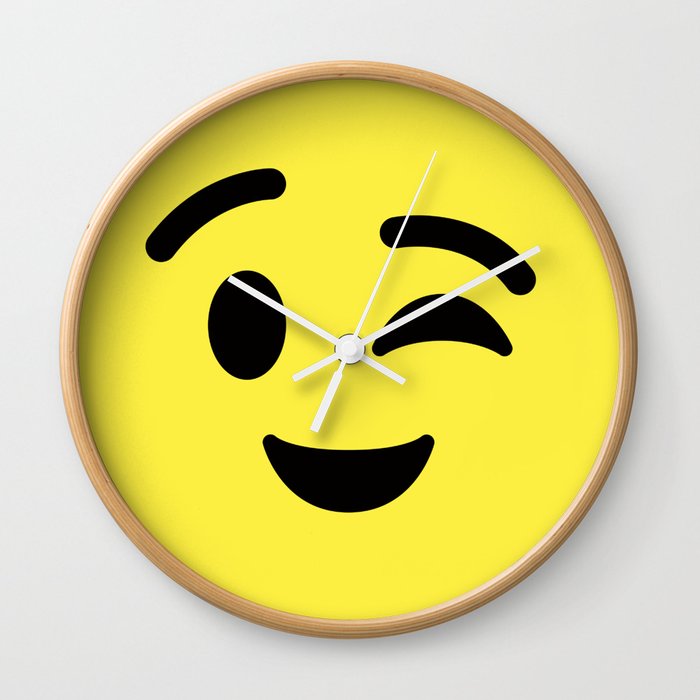 Wink Emoji Wall Clock