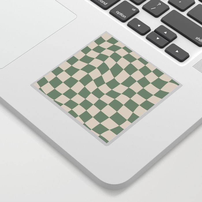 Sage Green Wavy Checkered Pattern Sticker