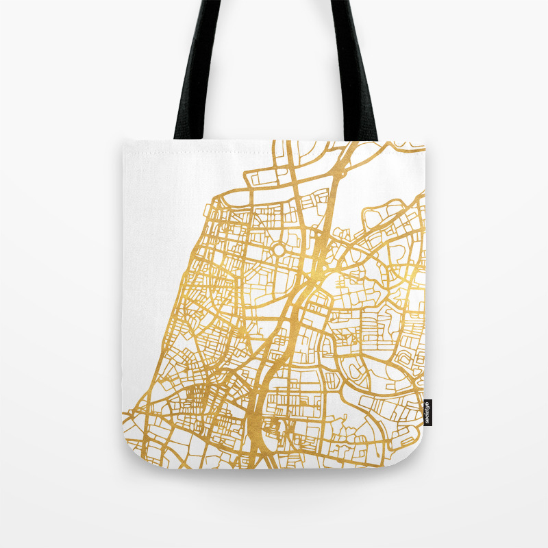 City Street Map Tote Bag Kies een stijl & aangepaste tekst Jeruzalem Israël Tassen & portemonnees Draagtassen 