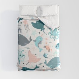 Cute seamless pattern with fish Comforter