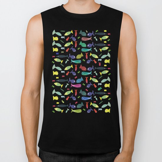 Happy colourful fish Biker Tank