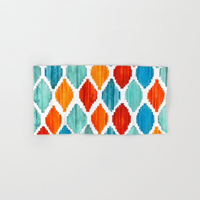 Bright colors tribal ikat pattern Hand & Bath Towel by ArtOnWear Society6