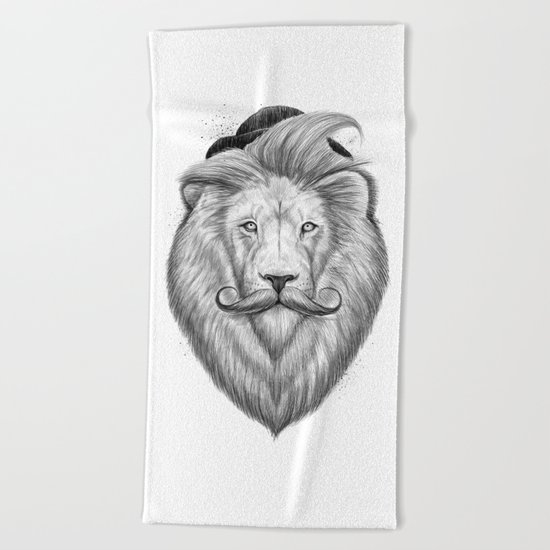 bearded lion Beach Towel
