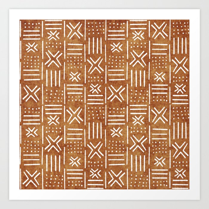 Mudcloth - tribal decor, mud cloth decor, mud cloth bedding, mudcloth  curtains, rust, rust color, trendy decor Art Print