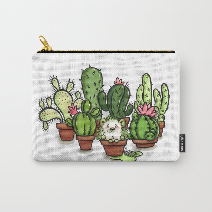Green - Cactus and Hedgehog Carry-All Pouch