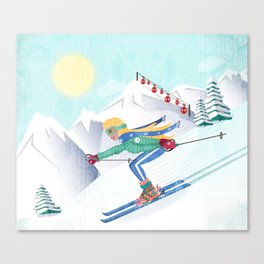 Skiing Girl Canvas Print