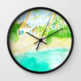 Sunny Bahamas Wall Clock | Painting, Tropicalart, Beachdecor, Cherrieschamberlain, Beach, Islandart, Travel, Traveling, Ocean, Island 