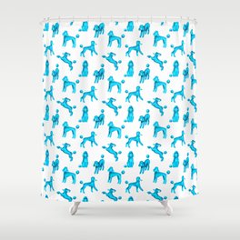 Turquoise Blue Poodles Shower Curtain