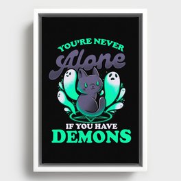 Me And My Demons - Cute Evil Cat Gift Framed Canvas