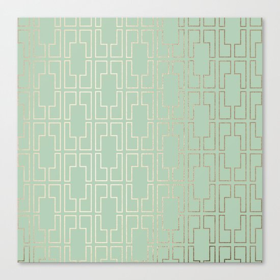 Simply Mid-Century in White Gold Sands and Pastel Cactus Green Canvas Print