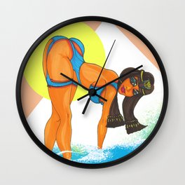 "Cleo Warmth" Wall Clock | Sexyart, Egyptianart, Cleopatraart, Popart, Exoticart, Drawing, Coloredpencil, Cartoon, Pinupart, Sensualart 