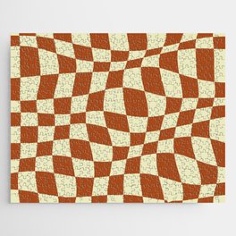 Warped Checkered Pattern (burnt orange/beige) Jigsaw Puzzle