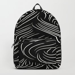 Abstract Lines - Tussled Hair TopKnot Backpack | Blackandwhite, Modern, Billowy, Line, Repeating, Shape, Acrylic, Dynamic, Digital, Movement 