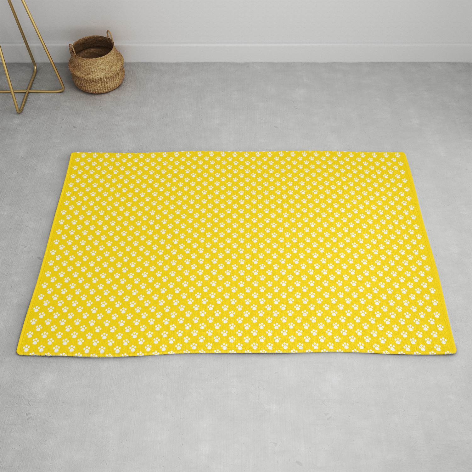 Tiny Paw Prints Pattern Bright Yellow White Rug By Denidesigns Tiny Paw Prints Pattern Bright Yellow