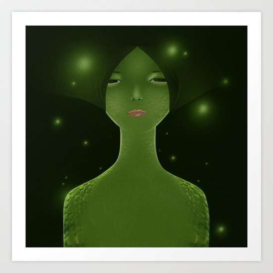 Woman_snake Art Print