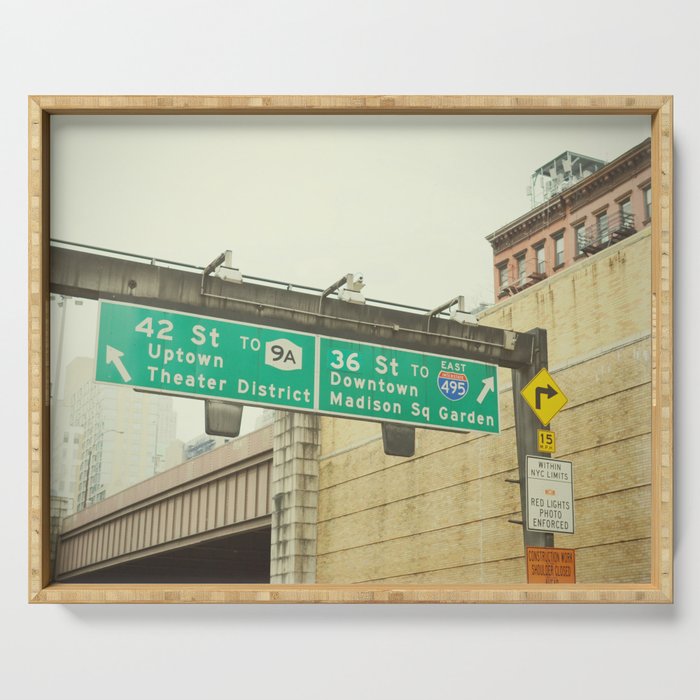 Arriving in New York | Highway signs Serving Tray