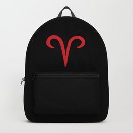 Aries the Ram Zodiac Red on Black Backpack