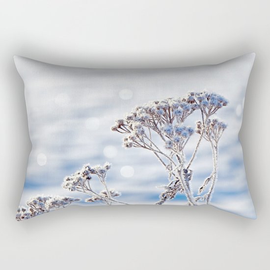 Sparkling hoar frost II Winter Snow Sun Bokeh Rectangular Pillow