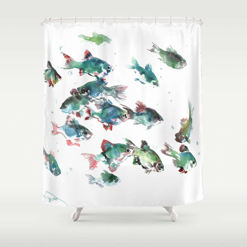 Barb Fish Green Turquoise Aquatic Fish Design Aquarium Shower