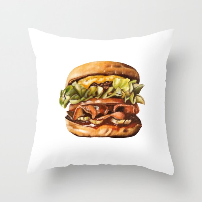 Delicious Burger Art Throw Pillow