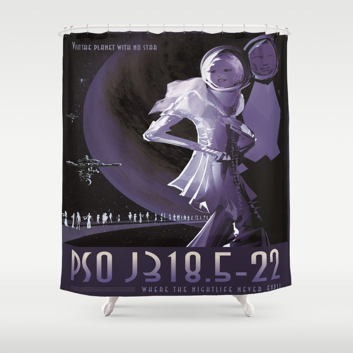 PSO J318.5-22 : NASA Retro Solar System Travel Poster Shower Curtain