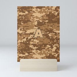 Personalized  A Letter on Brown Military Camouflage Army Commando Design, Veterans Day Gift / Valentine Gift / Military Anniversary Gift / Army Commando Birthday Gift  Mini Art Print