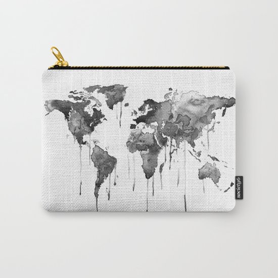 World map 2, black and white Carry-All Pouch