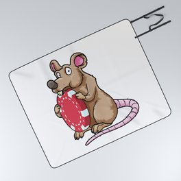 Mouse at Poker with Poker chips Picnic Blanket
