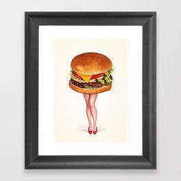 Cheeseburger Pin-Up Framed Art Print