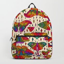 Rainbow Moth Print Backpack | Retro, Colorful, Psychedelic, 70S, Bug, Digital, Print, Moth, Curated, Pattern 