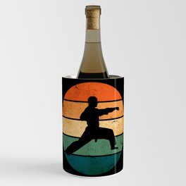 Retro sunset Karate fighter with straight punch Wine Chiller