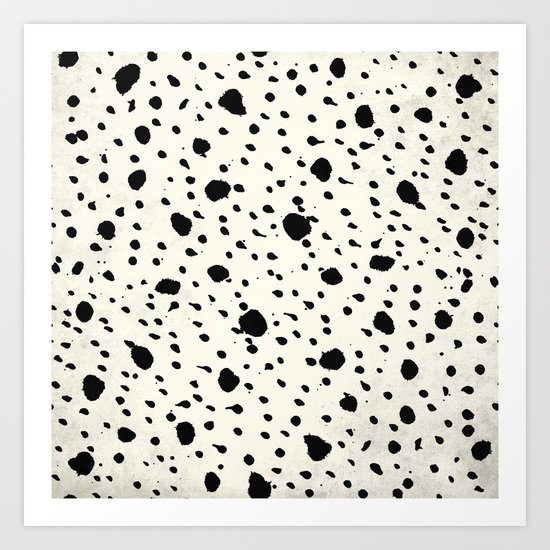 Tribal Dot Black Earth on Ivory Art Print
