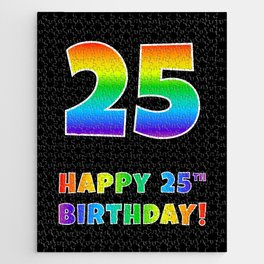 [ Thumbnail: HAPPY 25TH BIRTHDAY - Multicolored Rainbow Spectrum Gradient Jigsaw Puzzle ]