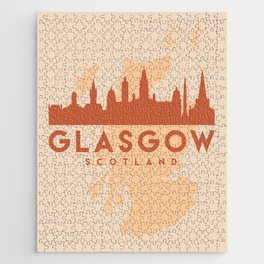 GLASGOW SCOTLAND CITY MAP SKYLINE EARTH TONES Jigsaw Puzzle