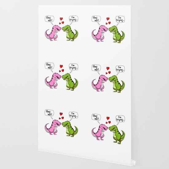 T Rex Dinosaur Hug Me Cute Couple Joke Wallpaper By Teecave Society6