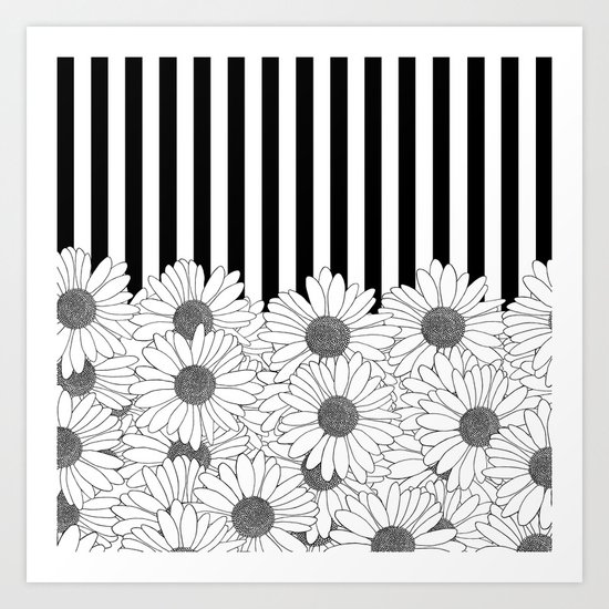 Daisy Stripe Art Print
