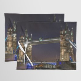 Great Britain Photography - The Famous Tower Bridge In London At Night Placemat